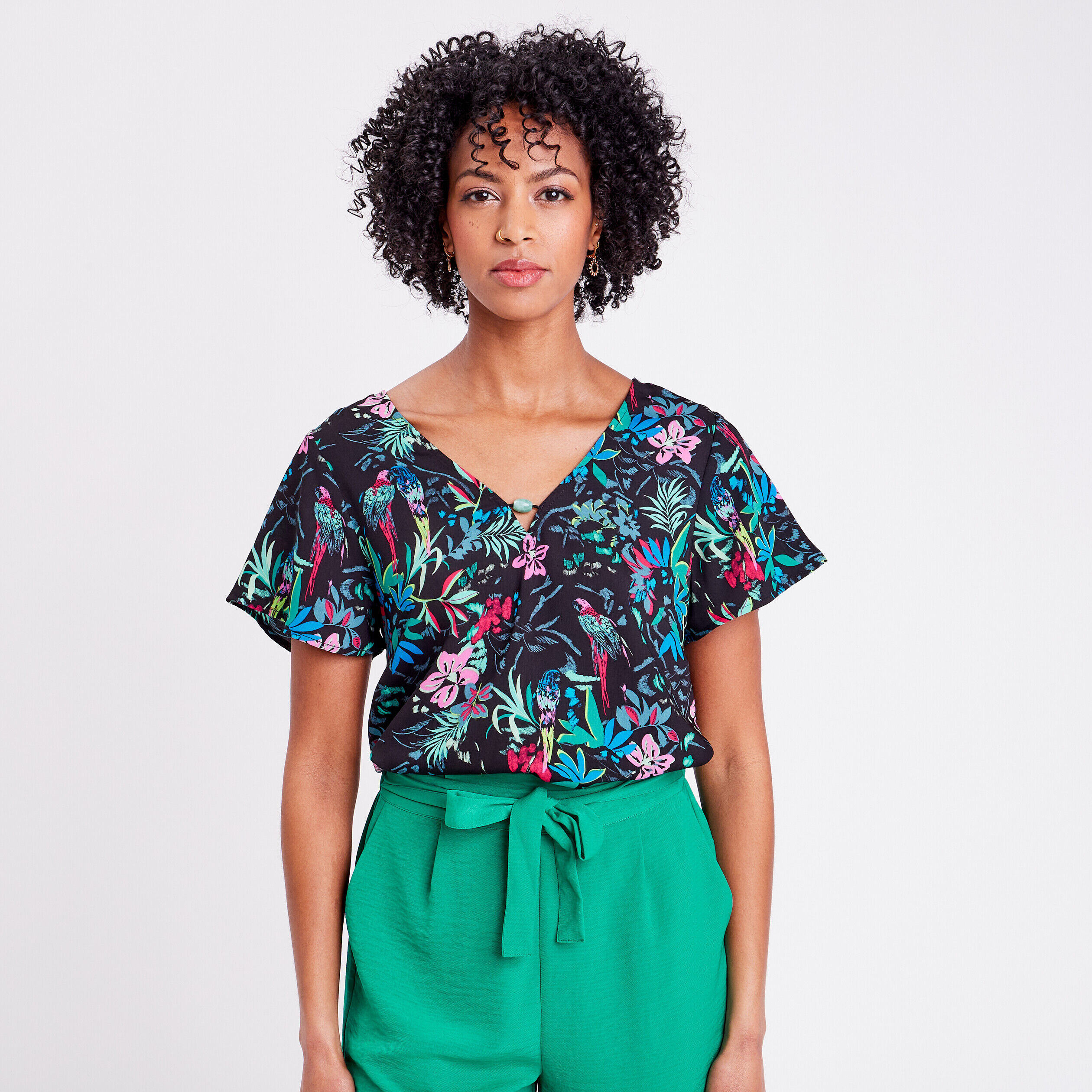 Blouse manches courtes noir femme | Cache Cache