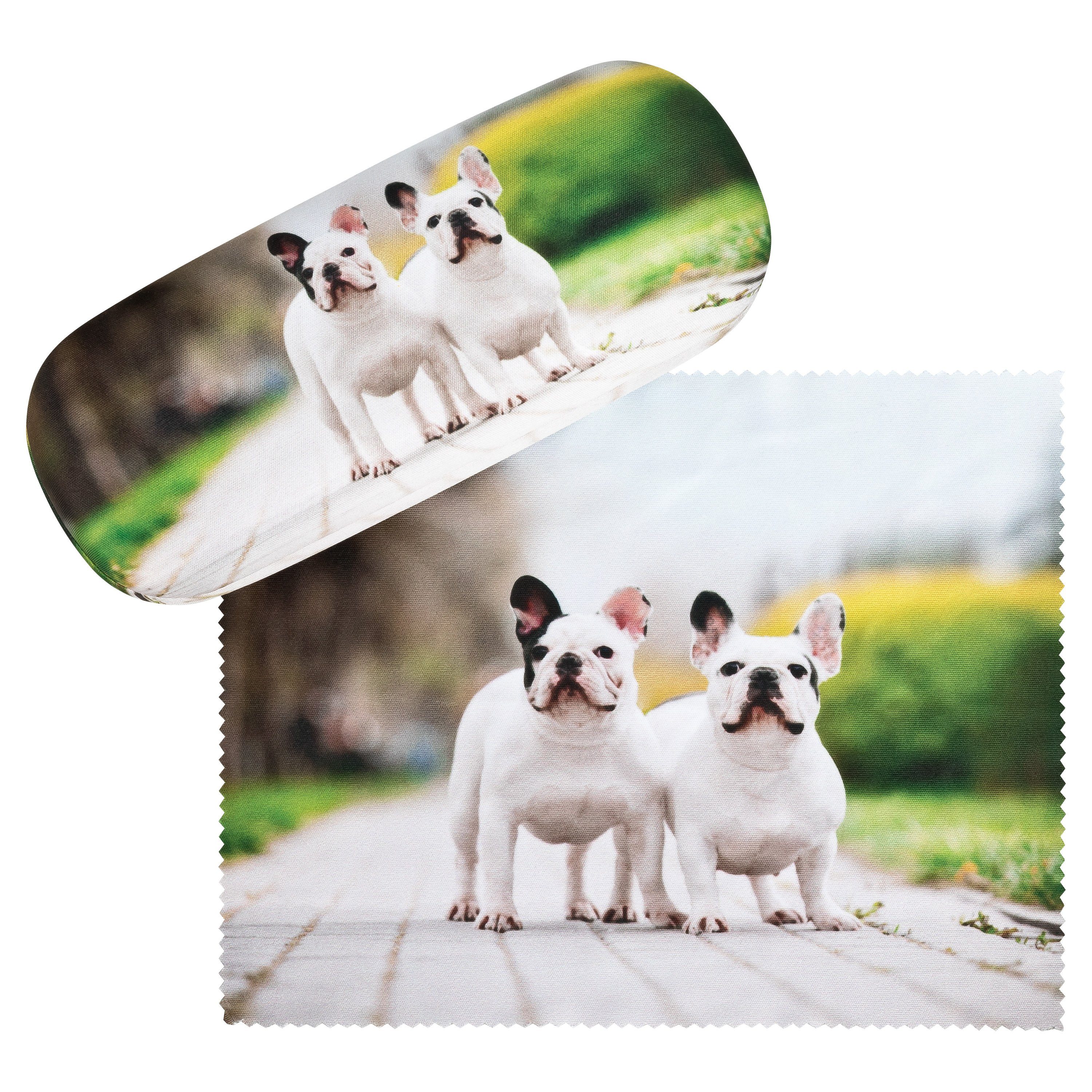 von Lilienfeld Brillenetui Brillenetui Französische Bulldoggen Hund Hardcase, stabiles mit Mikrofaser bezogenes Hardcase