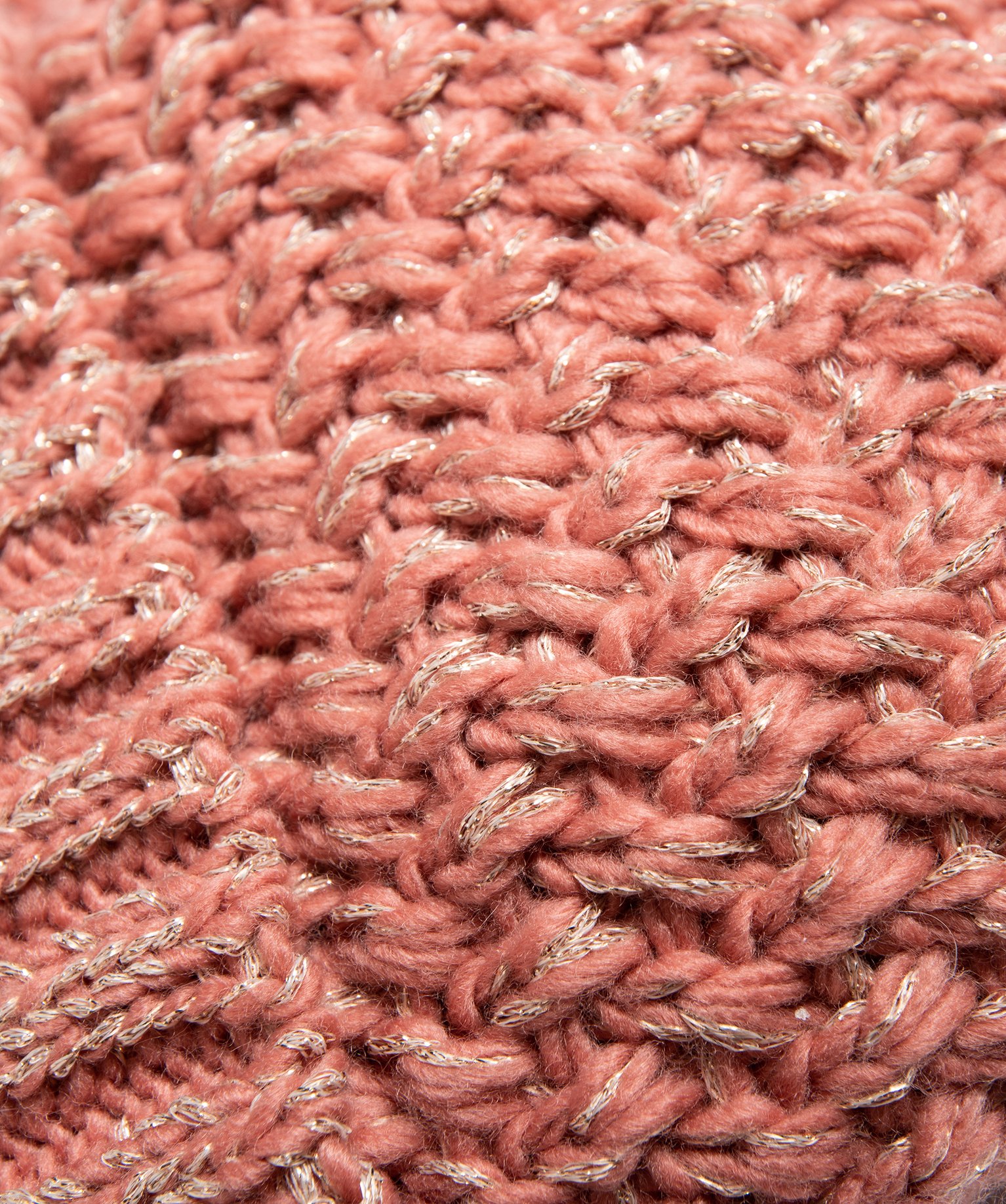 Bonnet fille en grosse maille brillante à pompon peluche rose | GEMO