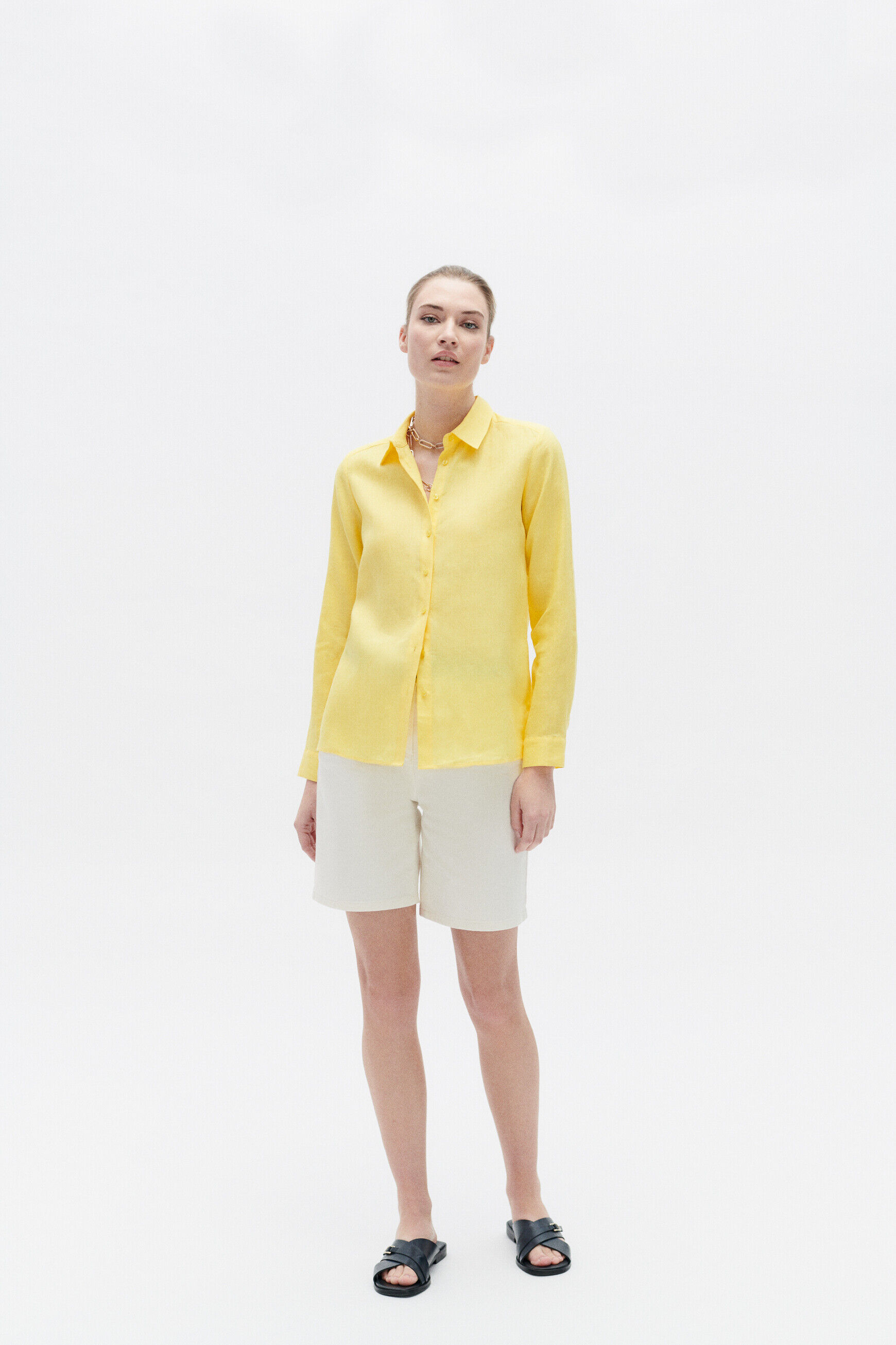 chemise brenda 100% lin jaune femme