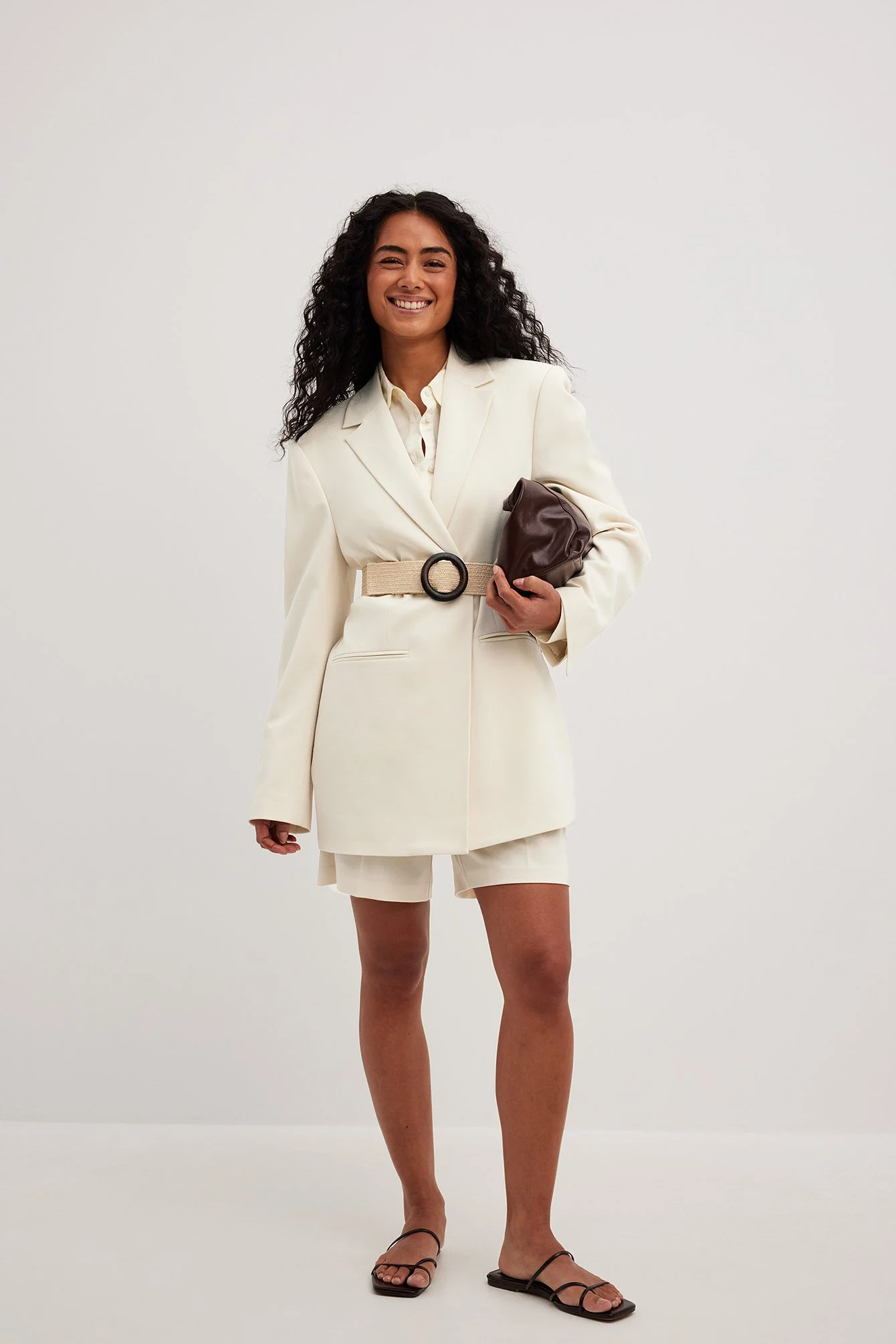 Oversize-Blazer mit geflochtenem Gürtel