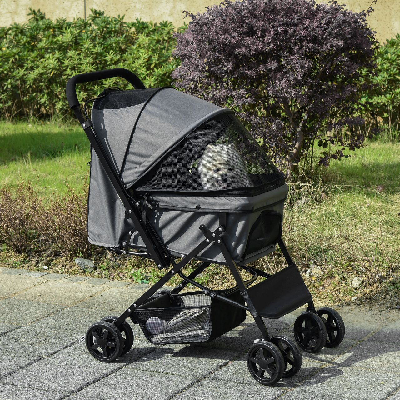 PawHut Hundebuggy Hundewagen für kleine Hunde Katzen Pet Stroller Oxford Grau