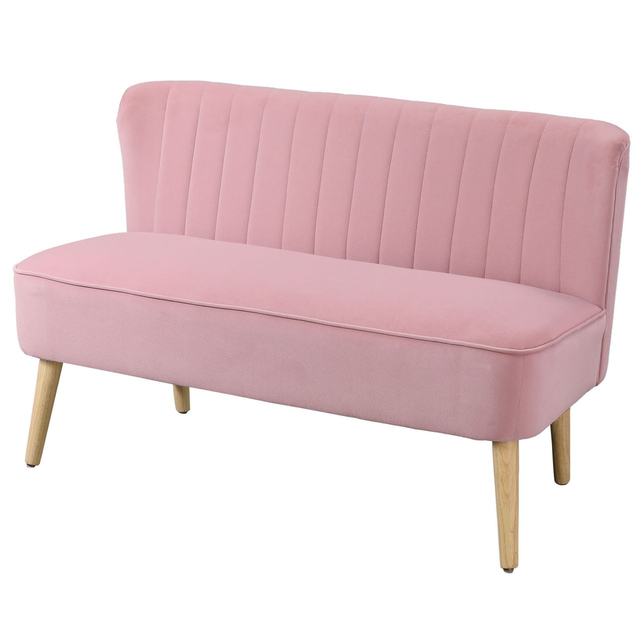 HOMCOM 2-Sitzer Stoffsofa Polstersofa Sitzmöbel Loungesofa Rosa 117 x 56,5 x 77 cm