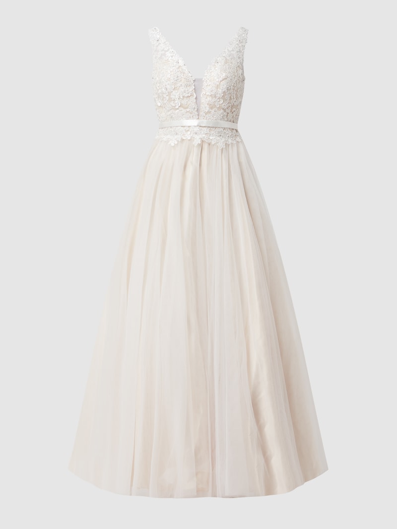 Brautkleid aus Spitze und Tüll in offwhite