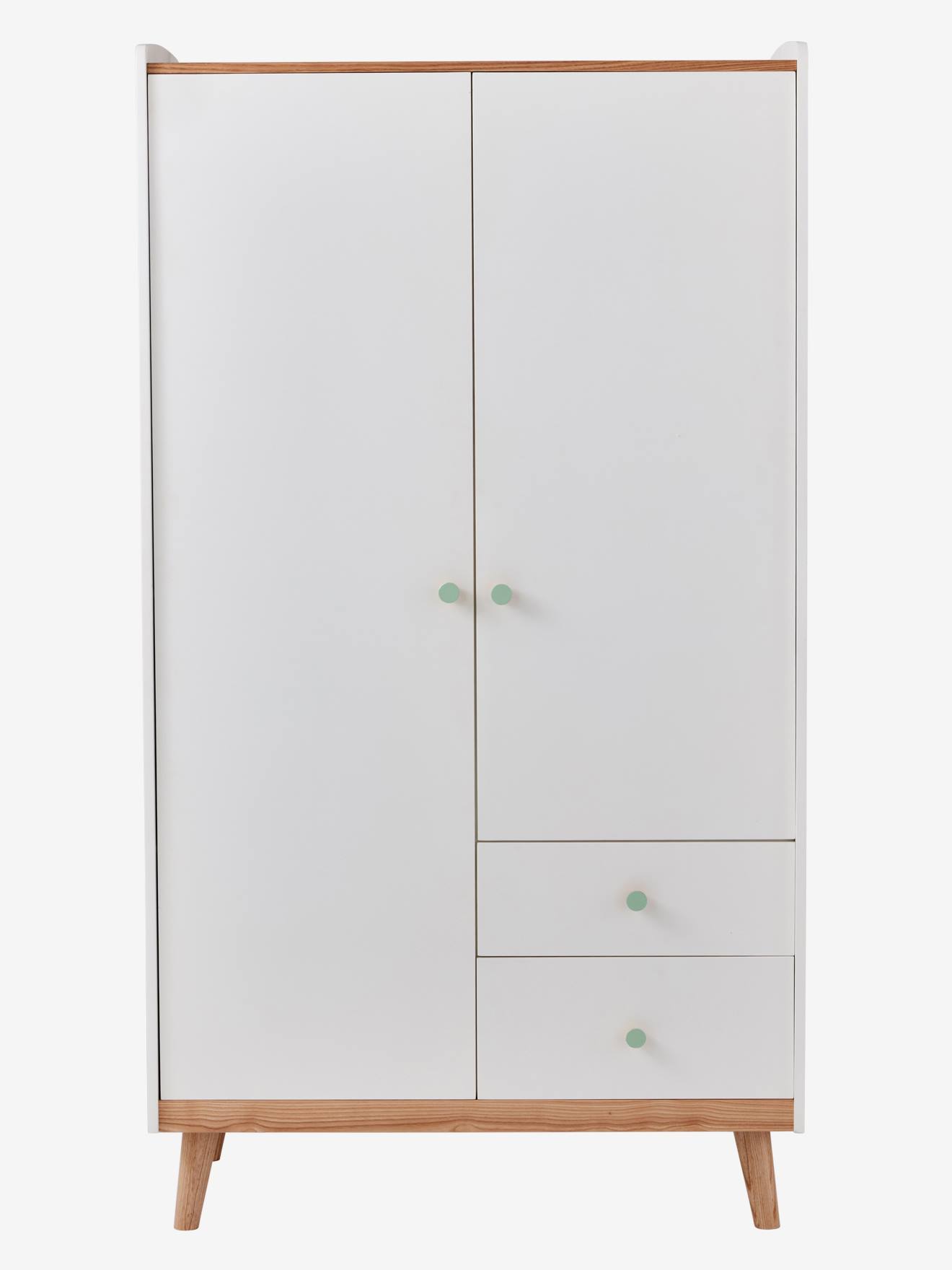 Vertbaudet Kinder Kleiderschrank KONFETTI, 2 Türen - graugrün