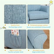 HOMCOM Kindersofa Kindercouch Kindersessel Stuhl Liegesofa verstellbar mit Fußstütze für 3-8 Jahre Jungen und Mädchen Blau 58x53x70cm