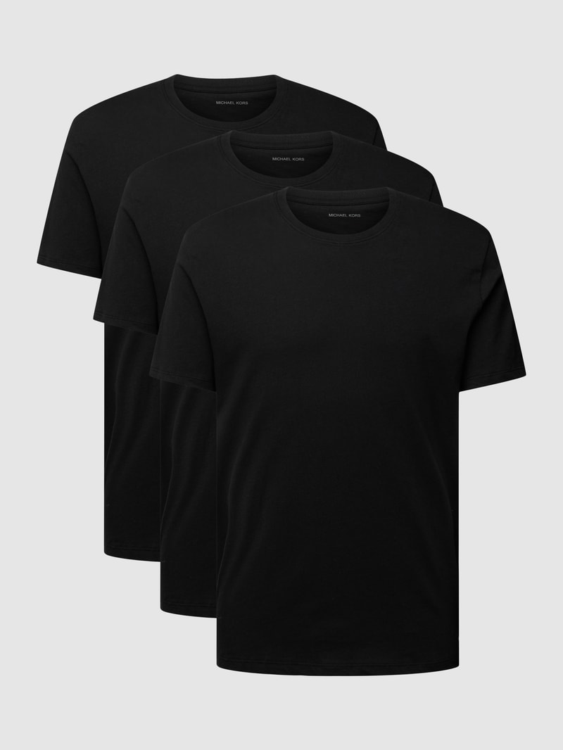 T-Shirt mit Logo-Detail im 3er-Pack in schwarz