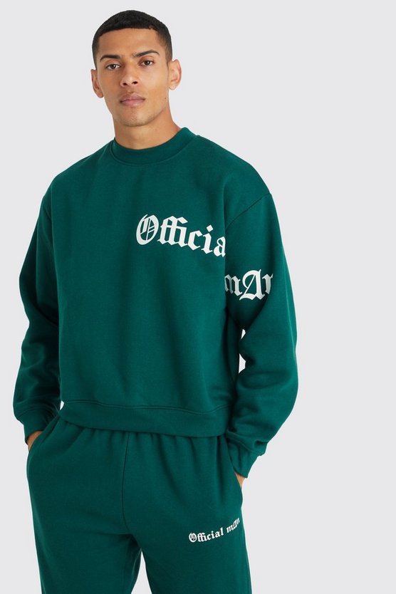 Kastiger Oversize Sweatshirt-Trainingsanzug mit Slogan