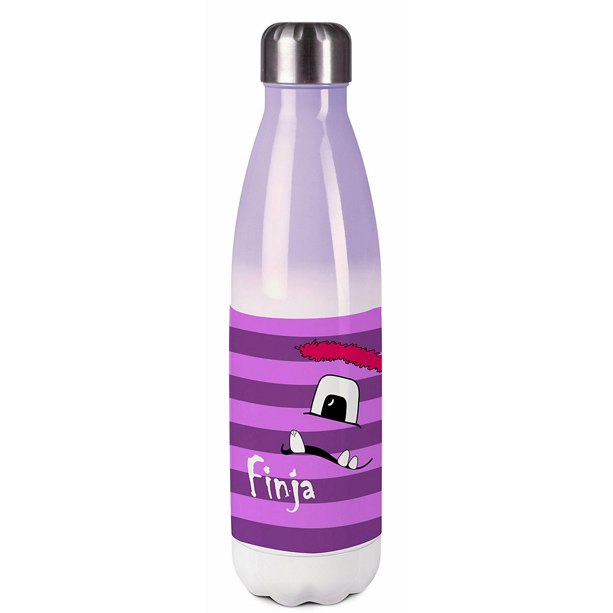 Edelstahl Kinder Thermoflasche / Trinkflasche bunt Monster Streifen Farbe lila Spülmaschinenfest, Auslaufsicher, Bruchfest, Doppelwandig, Für Heißgetränke geeignet, Mit Deckel, Isoliert