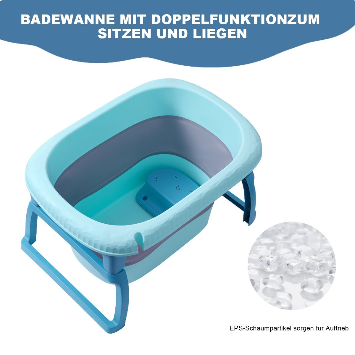 IKIDO Babybadewanne 3 in 1 Faltbare Badewanne für Kleinkinder & Kinder, Haustier, (Tragbare Badewanne für Dusche, Kinder Summer Schwimmbad), Wanne mit Badewannensitz für 3-6 Jahre und Duschrille für 0-3 Jahre