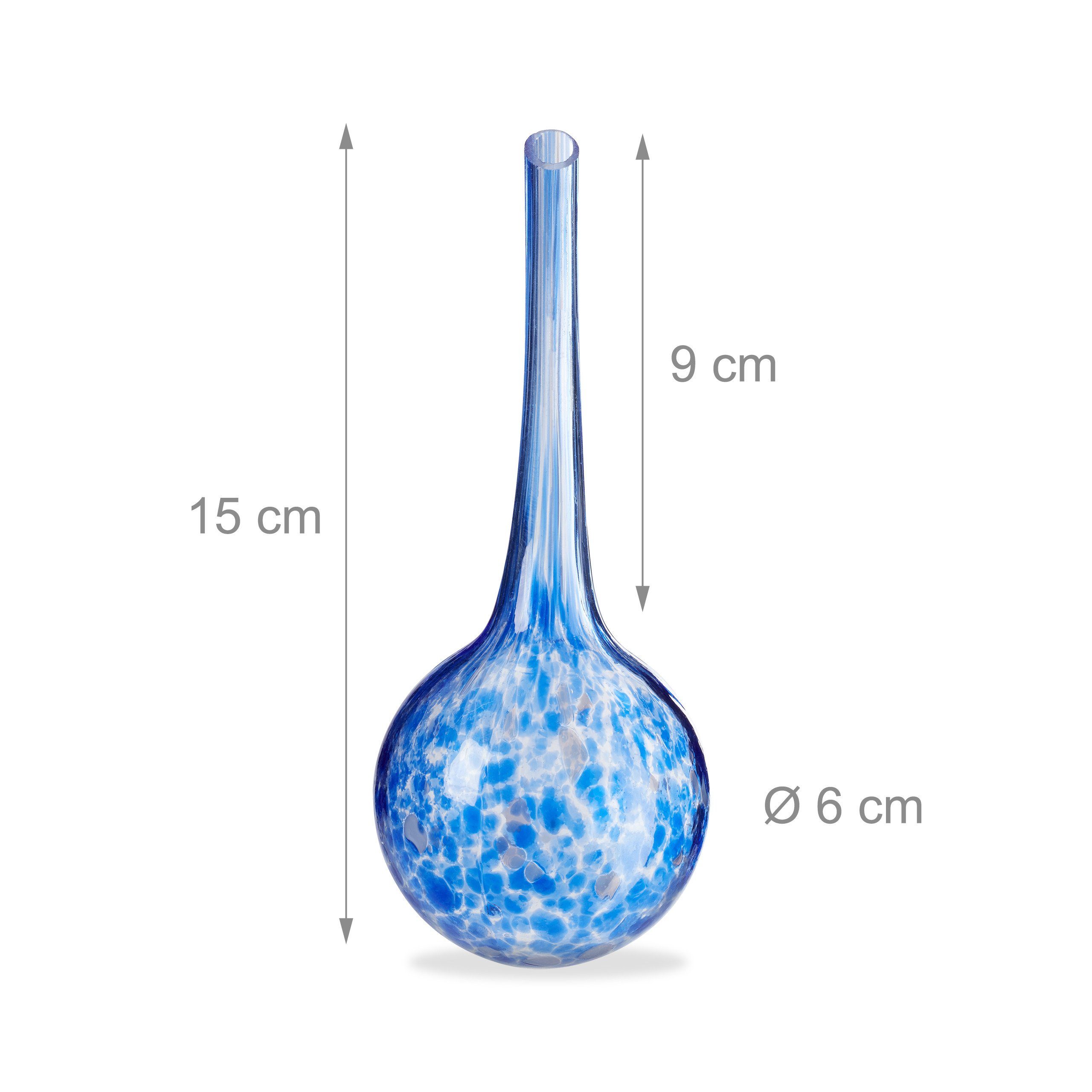 relaxdays Bewässerungssystem 2 x Bewässerungskugel Glas blau