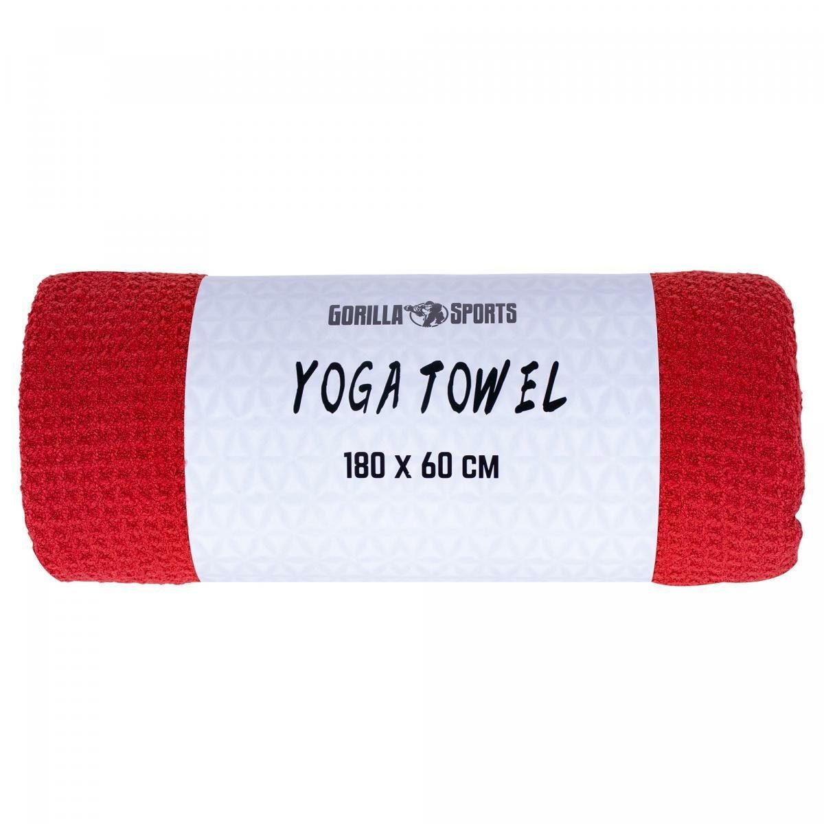 GORILLA SPORTS Sporthandtuch Yoga Handtuch 180x60cm, Towel, Strandtuch, Saugfähig, Schnelltrocknend