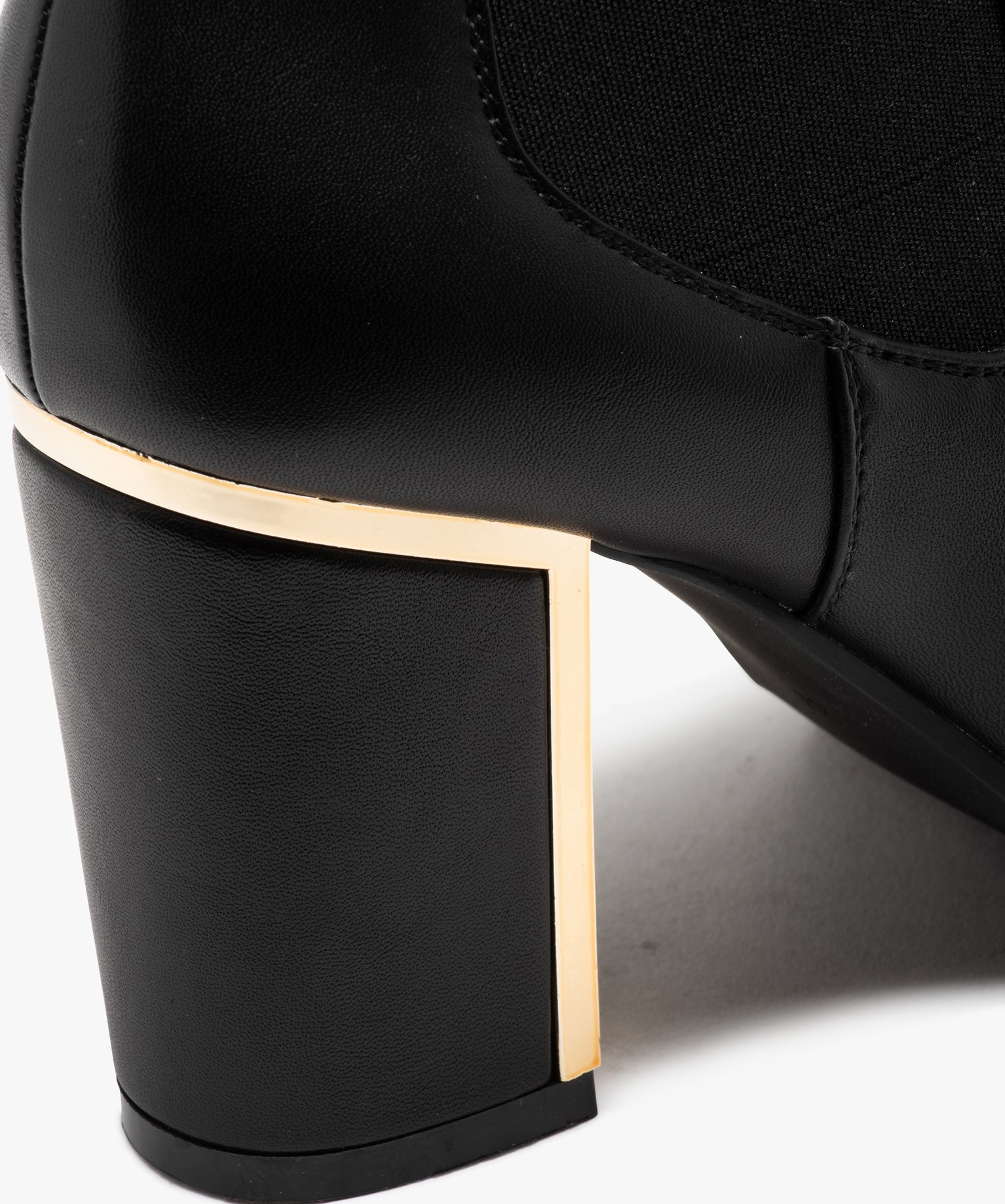 Boots femme unies à talon carré liseré métallique noir | GEMO
