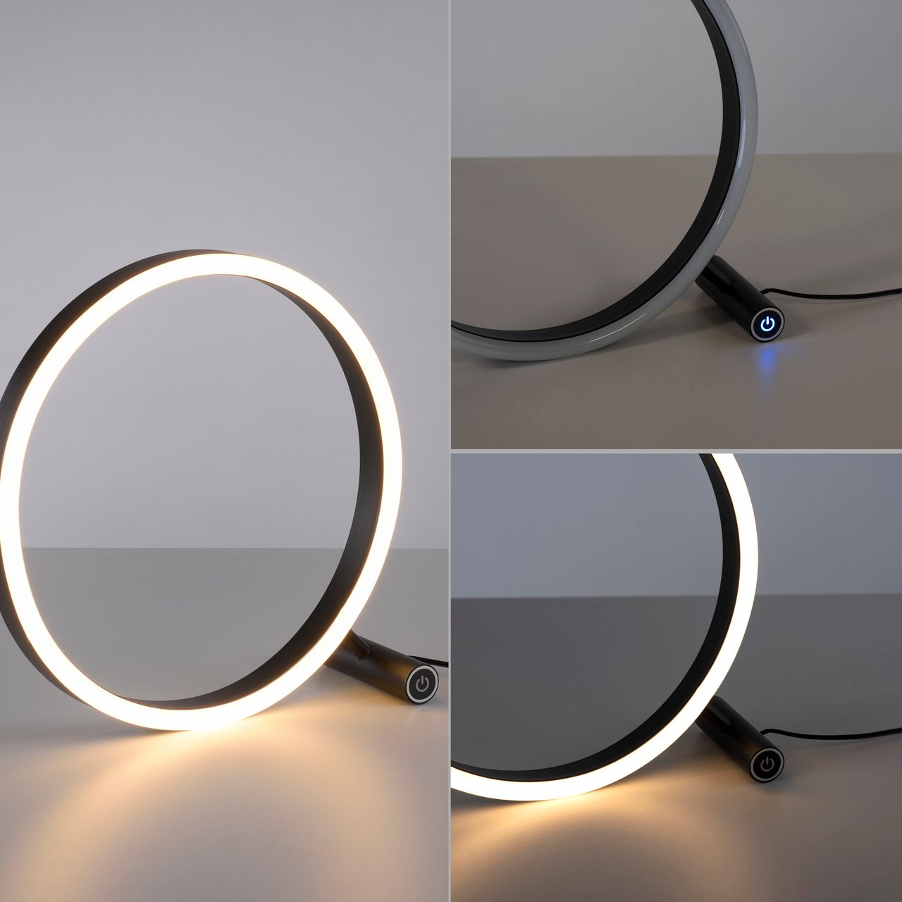 JUST LIGHT LeuchtenDirekt LED Tischleuchte RITUS, 3000 Kelvin, rund, dimmbar über Touchdimmer, Innenleuchte, IP20