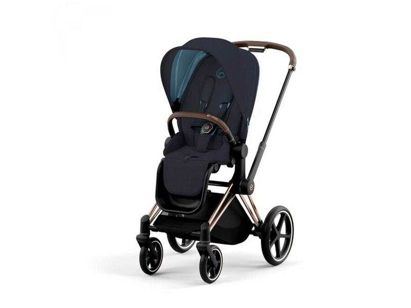 Poussette PRIAM 4 châssis Rose Gold habillage Midnight Blue Plus (Tissu Premium)