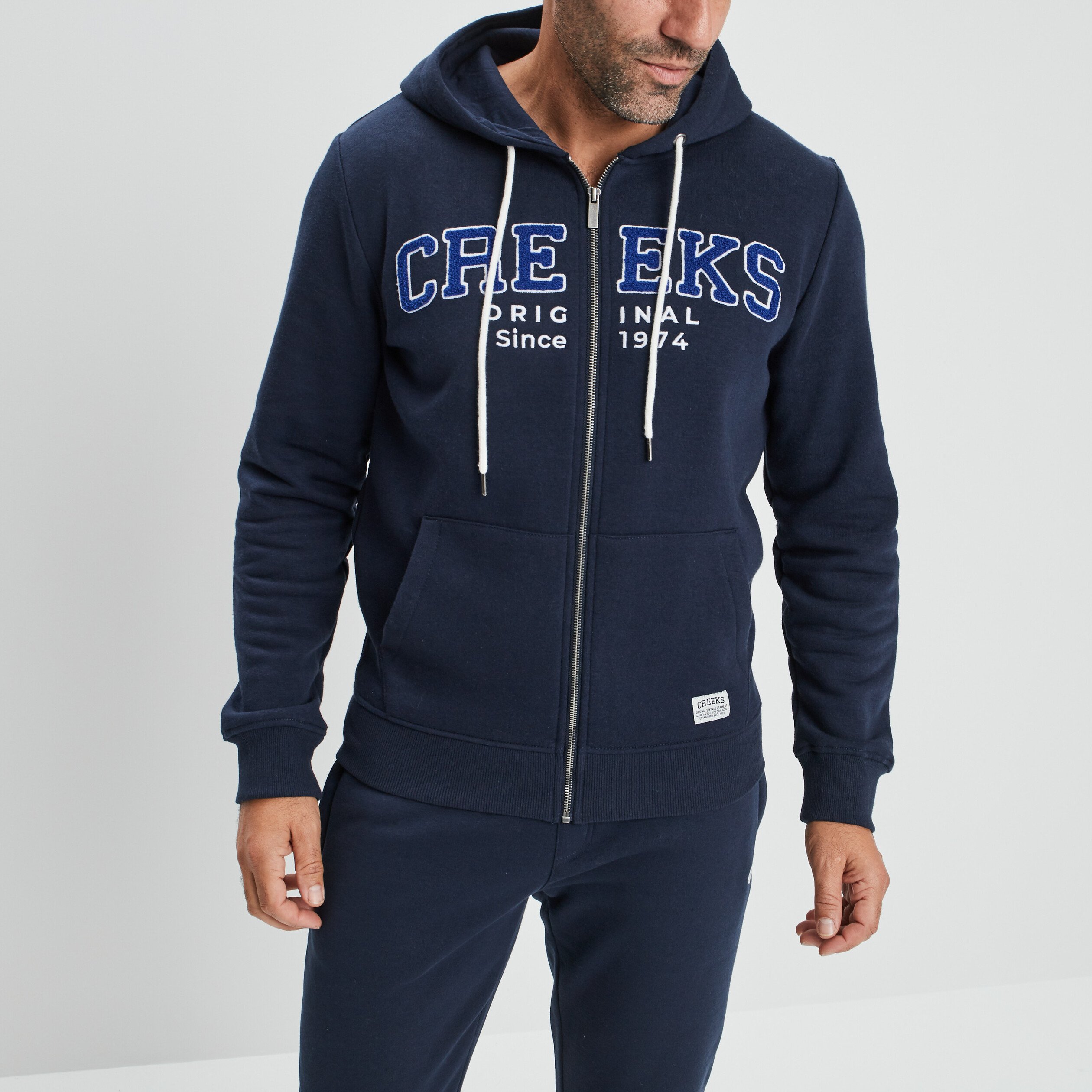 Sweat zippé à capuche Creeks bleu marine homme | La Halle