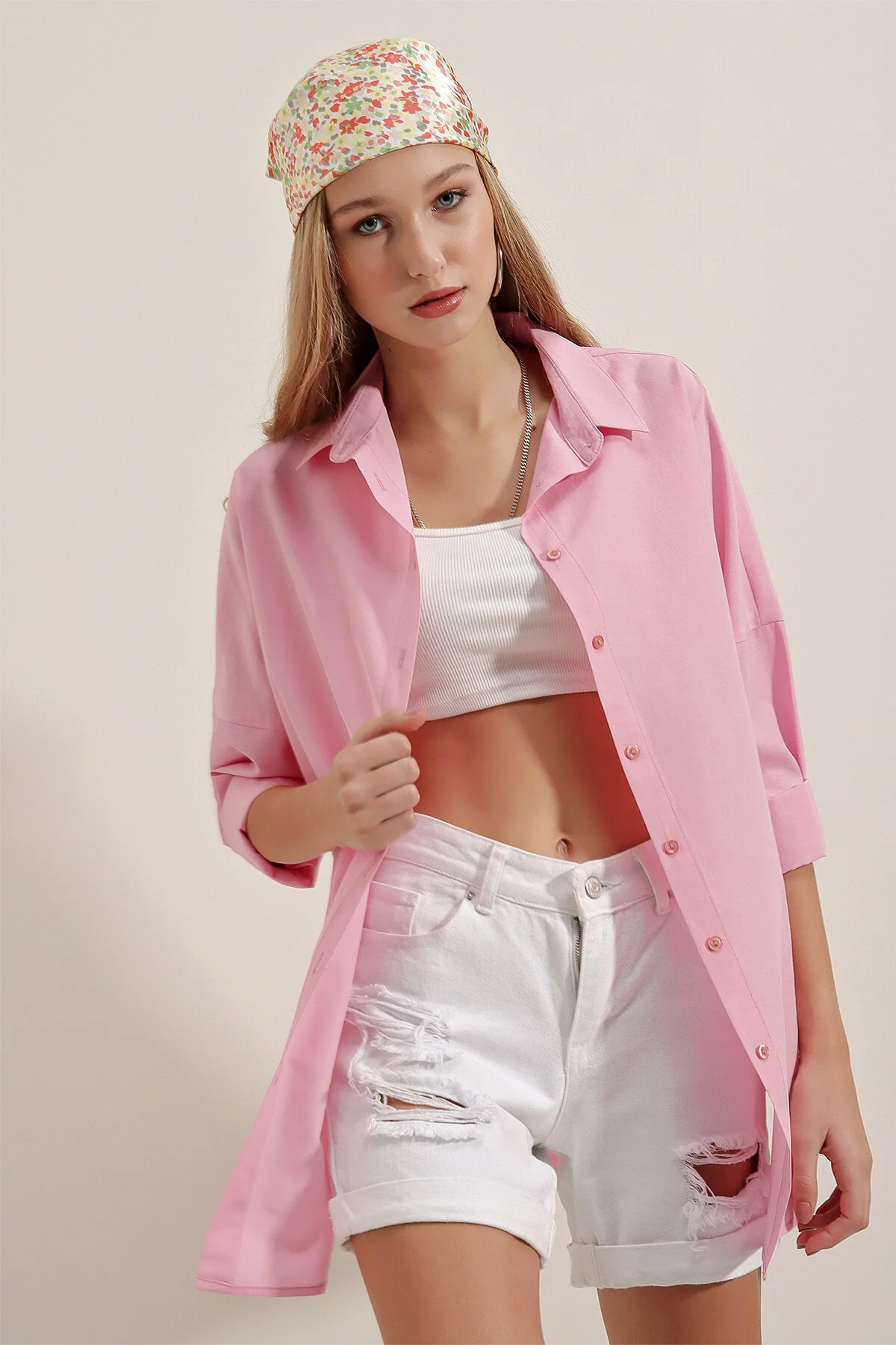 Bigdart  3900 Oversize-Lang-Basic-Hemd – Rosa
