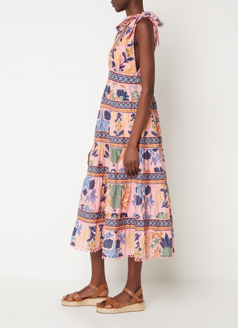 Vestido midi estampado Farm Rio con espalda descubierta