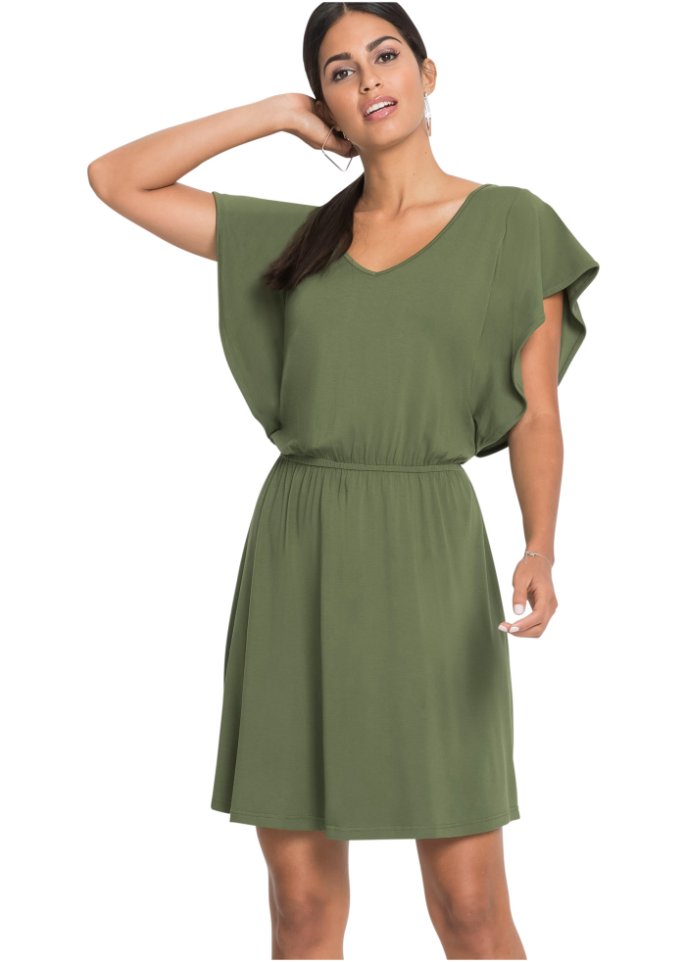 Jerseykleid mit Volant-Ärmeln