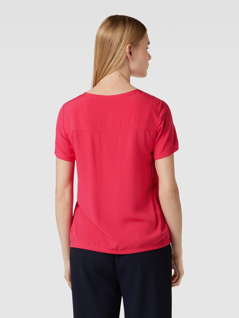 Blusenshirt mit V-Ausschnitt in metallic rosa