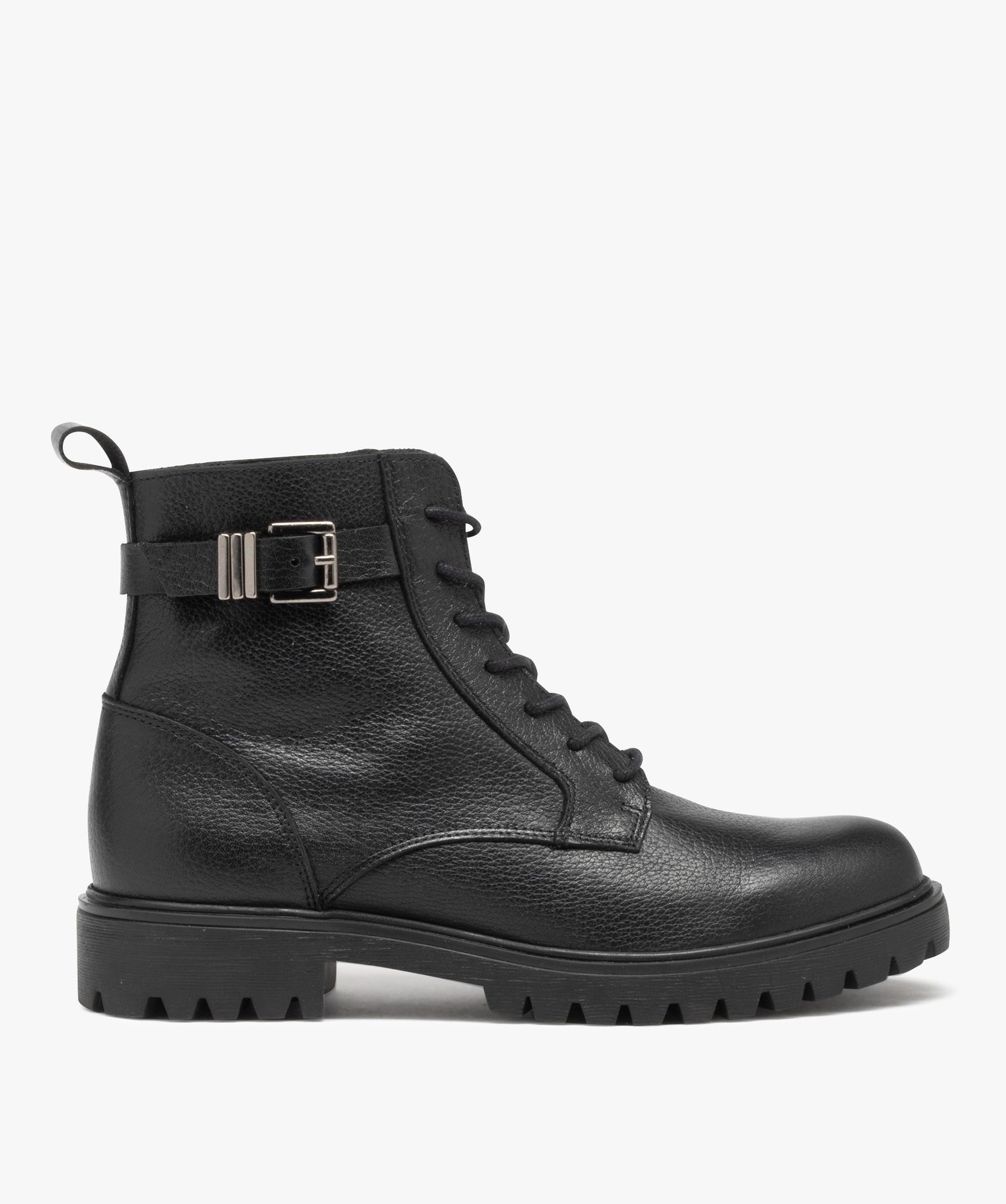 Boots femme en cuir uni et souple à lacets - Taneo noir | GEMO