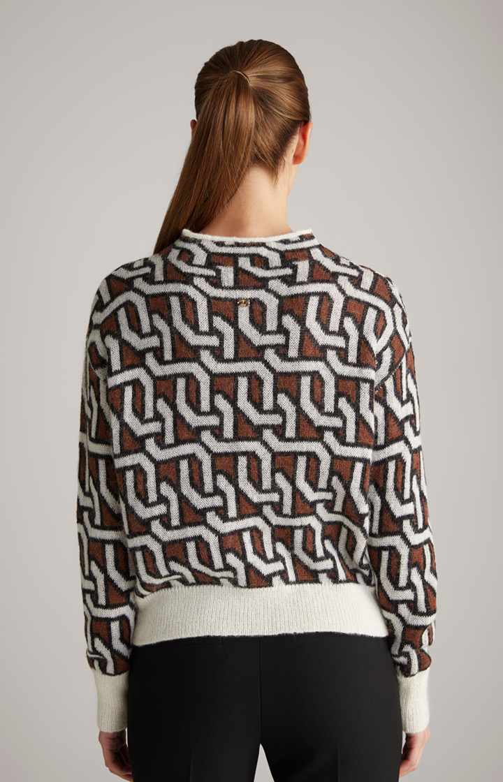 Strick-Pullover in Creme/Braun/Schwarz gemustert