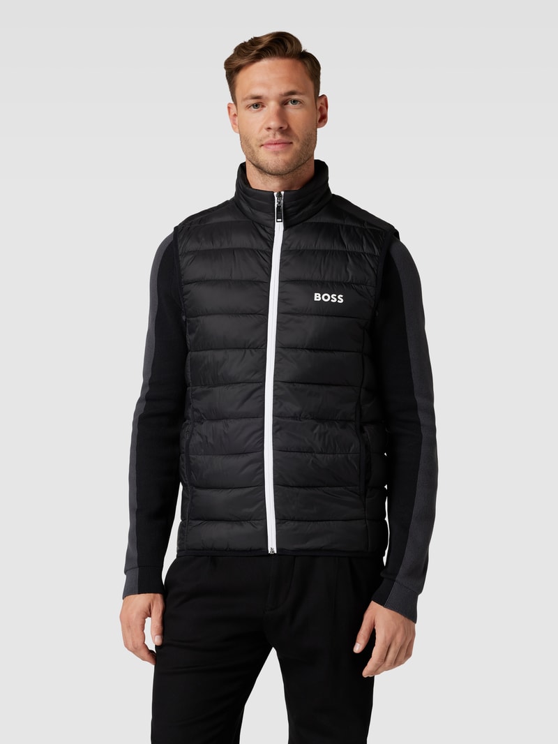 Steppweste mit Label-Detail Modell 'THOR' in schwarz