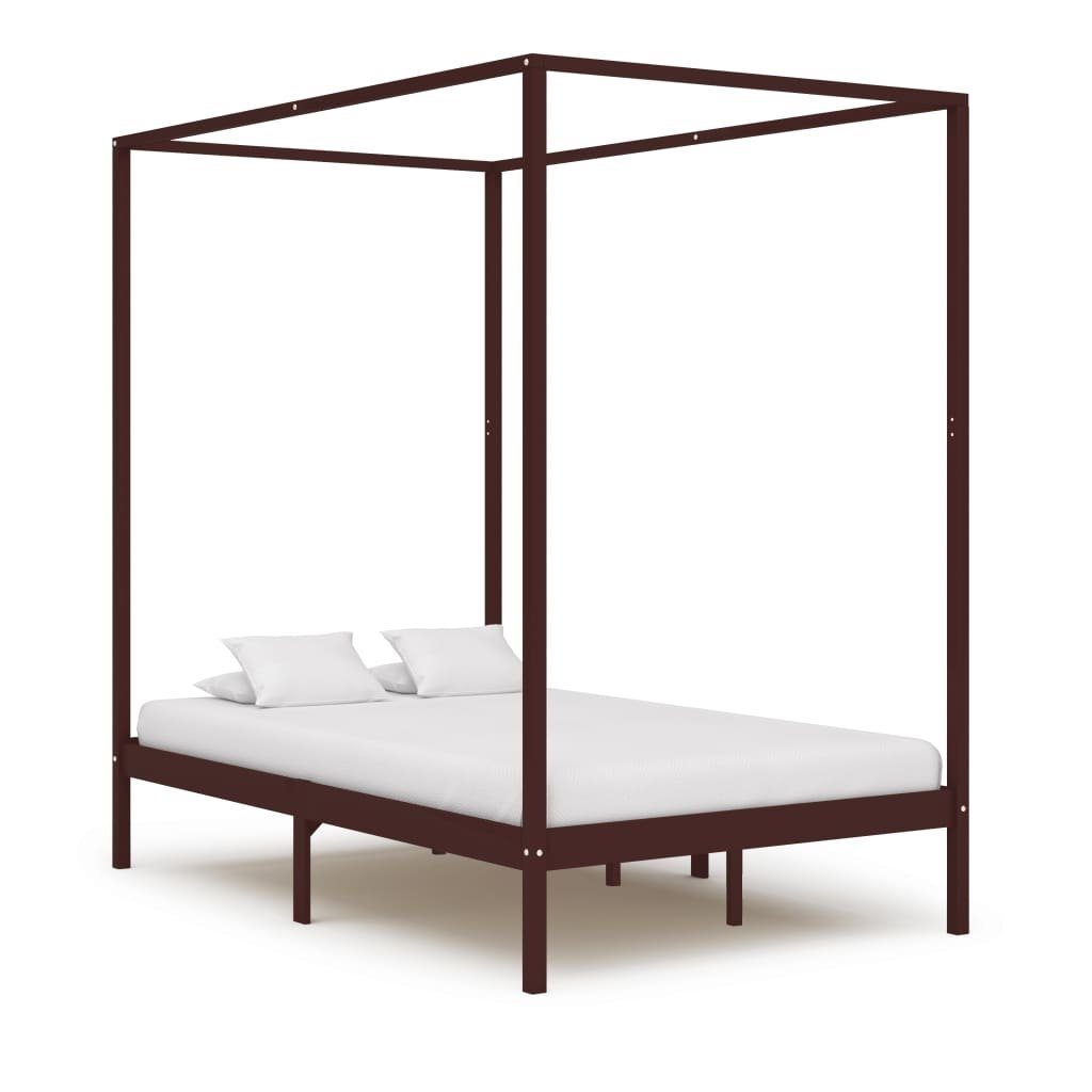 möbelando Himmelbett 299785 (LxBxH: 204x144x200 cm), aus Kiefer in Dunkelbraun
