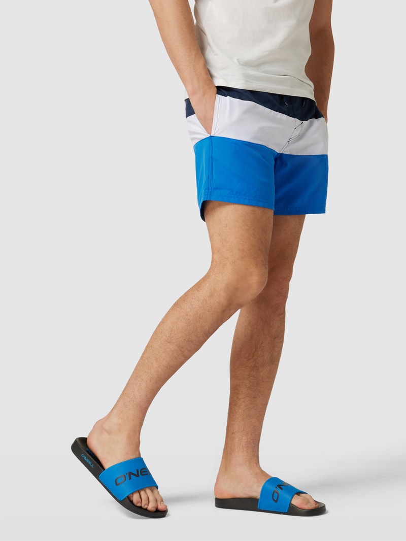 Slides mit Label-Applikation in royalblau