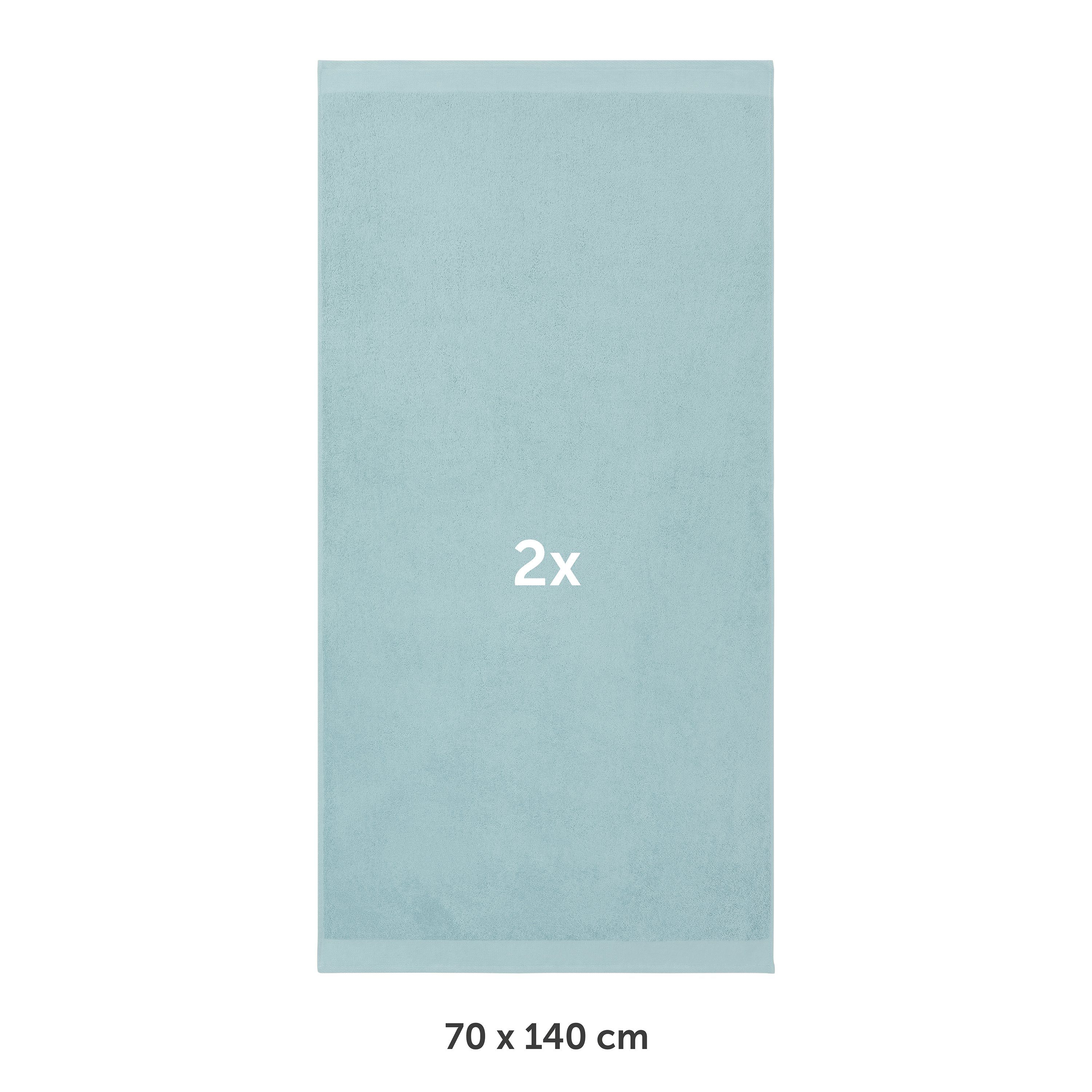 Blumtal Badetücher 2er Set Frottee Badetücher 70x140cm - weich und saugstark, Baumwolle (2-St), mit modischer Bordüre und praktischer Aufhängeschlaufe, 100% Baumwolle