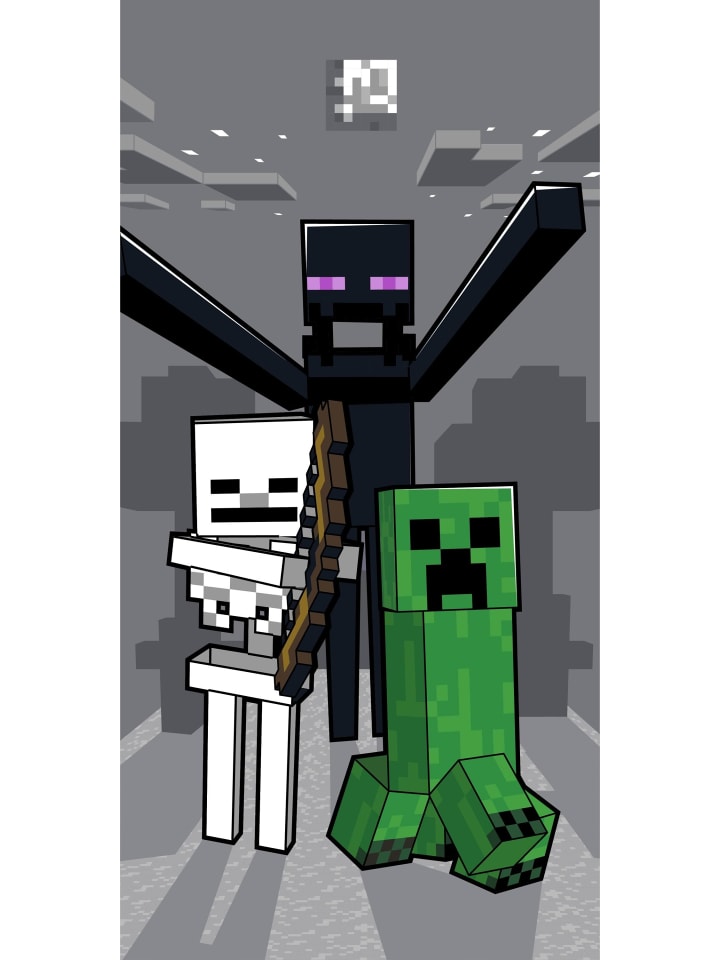 Minecraft Strand-/Badetuch Minecraft Mob Attack  - (L) 140 cm x (B) 70 cm in Grau günstig kaufen 140