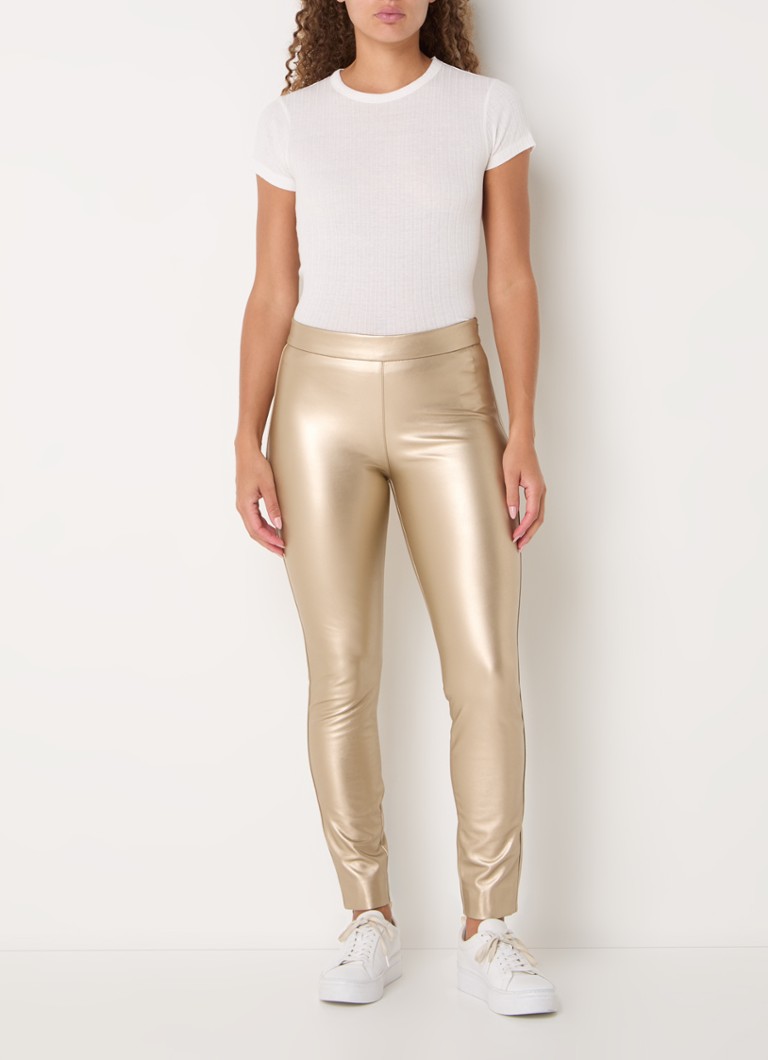 Pantaloni Rosner cu talie medie, slim fit, cu finisaj metalic