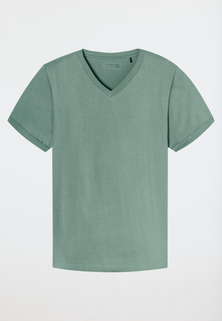 Shirt kurzarm V-Ausschnitt linde - Mix+Relax