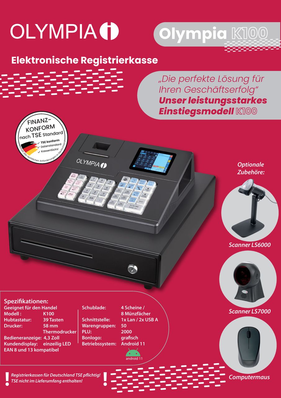 Olympia Registrierkasse OLYMPIA K100 ohne TSE Modul