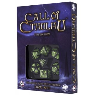 Call of Cthulhu 7th Edition Black & green Dice Set (7)