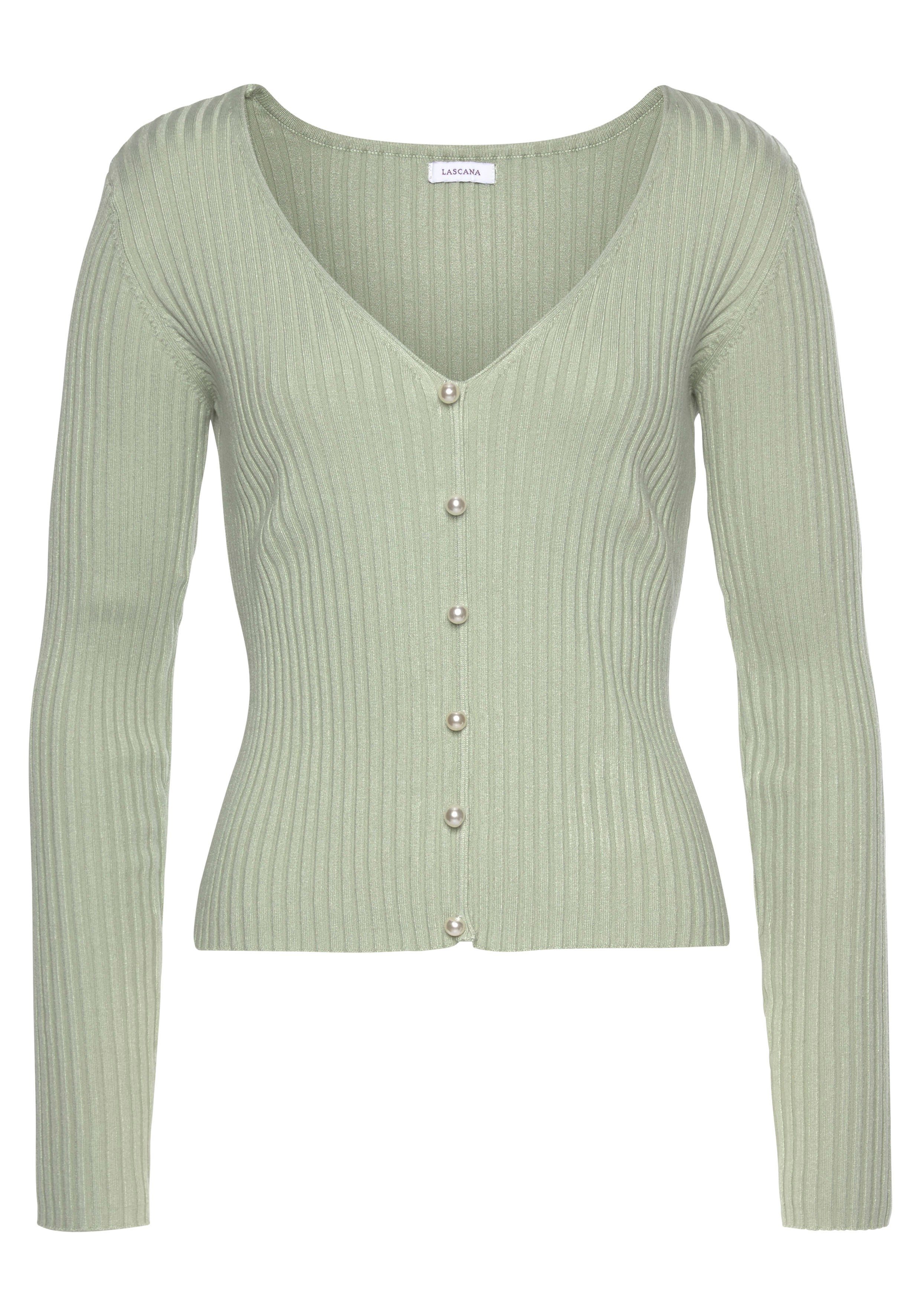 LASCANA V-Ausschnitt-Pullover mit Zierperlen