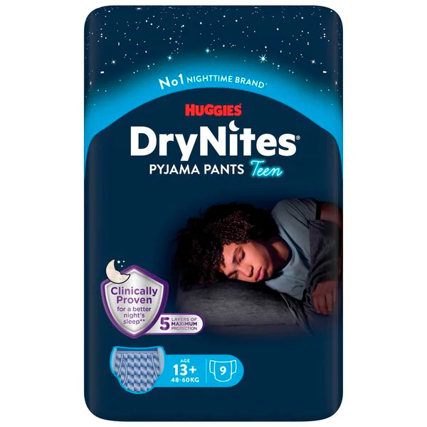 DryNites Boys 13 Years Night Pants 13 years (48-60kg), 9 pieces