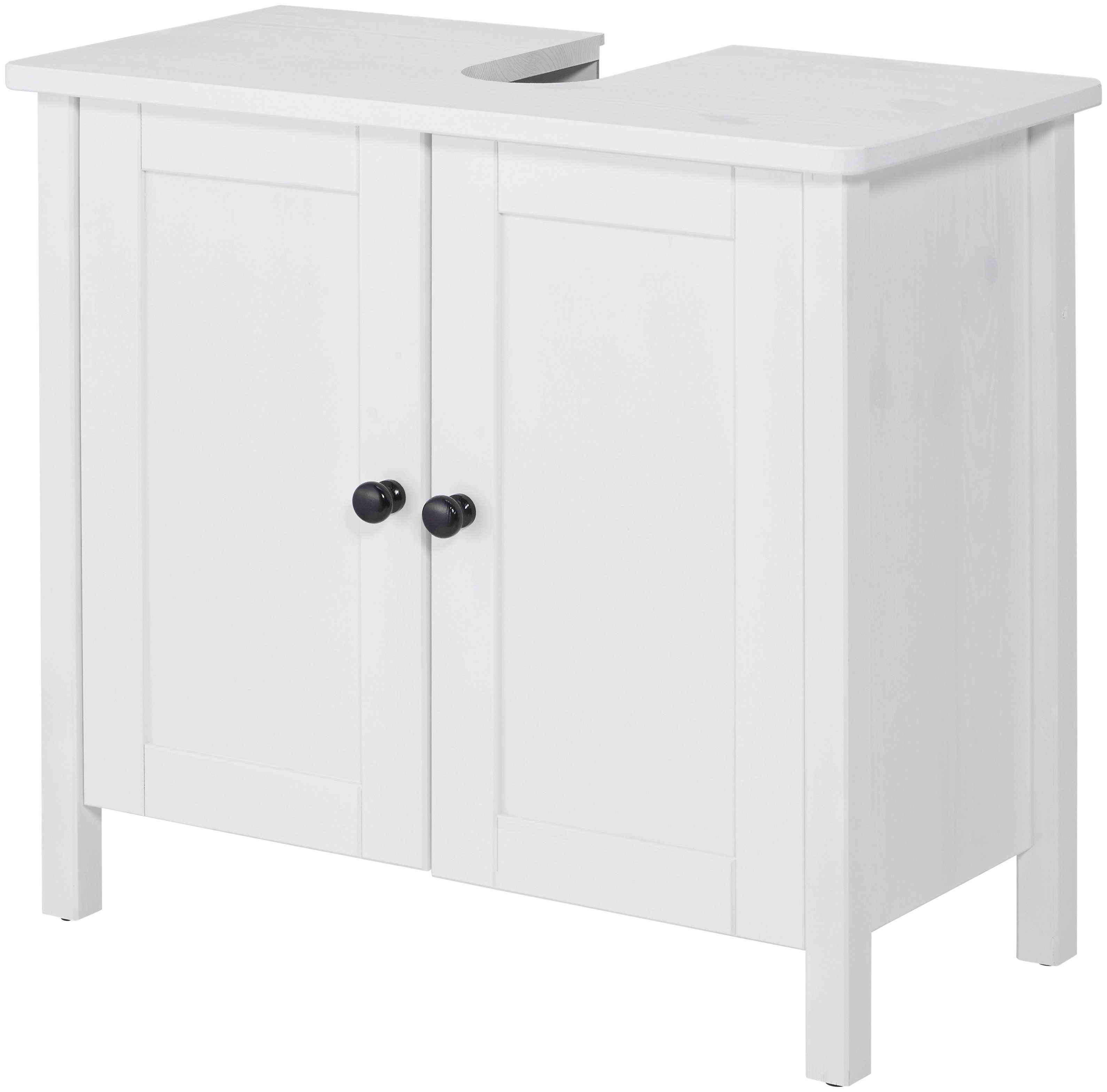 welltime Badmöbel-Set Sylt, (3-St), aus Massivholz, mit Milchglas-Einsätzen