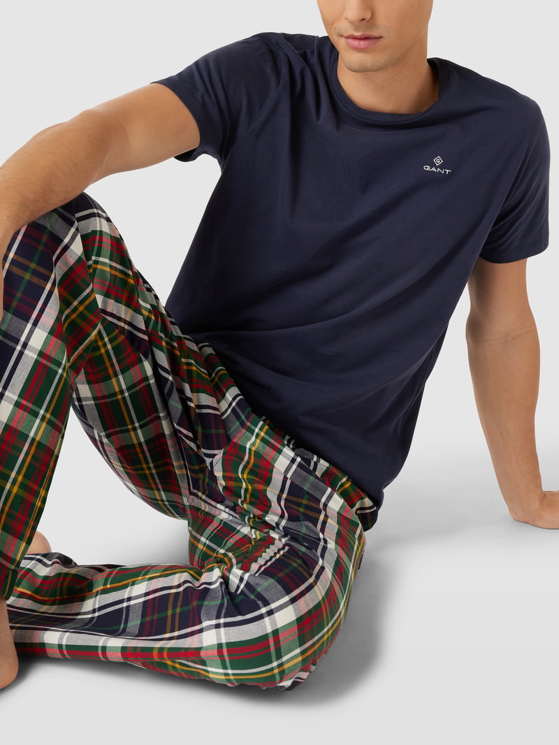 Pyjama mit Logo-Bund Modell 'CHECK PJ SET PANTS' in dunkelblau
