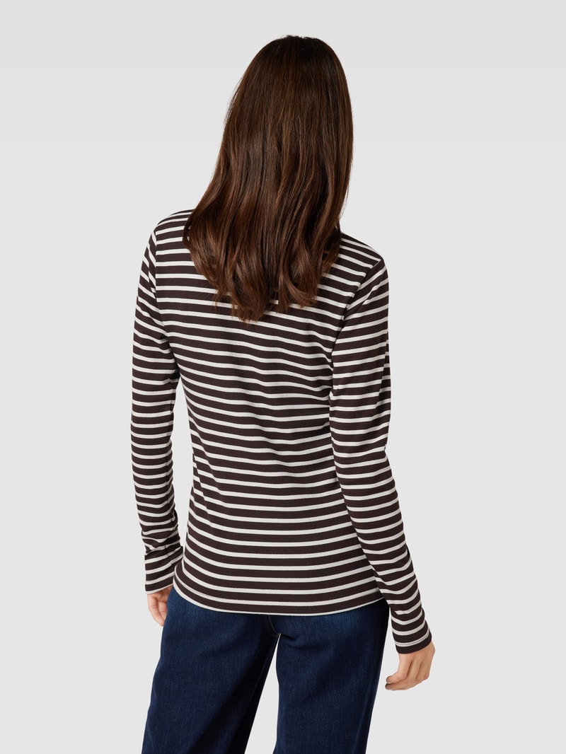 Longsleeve mit Motiv-Stitching Modell 'Liddy' in mittelbraun
