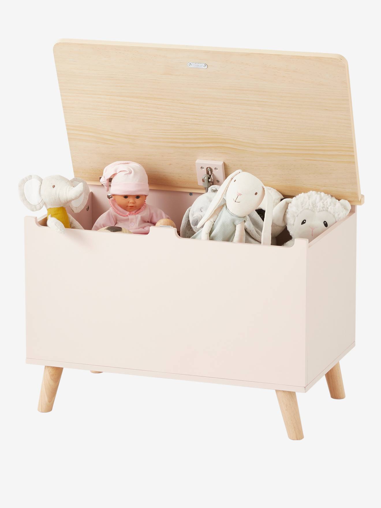 Vertbaudet Kinderzimmer Spielzeugtruhe HASE - rosa/natur