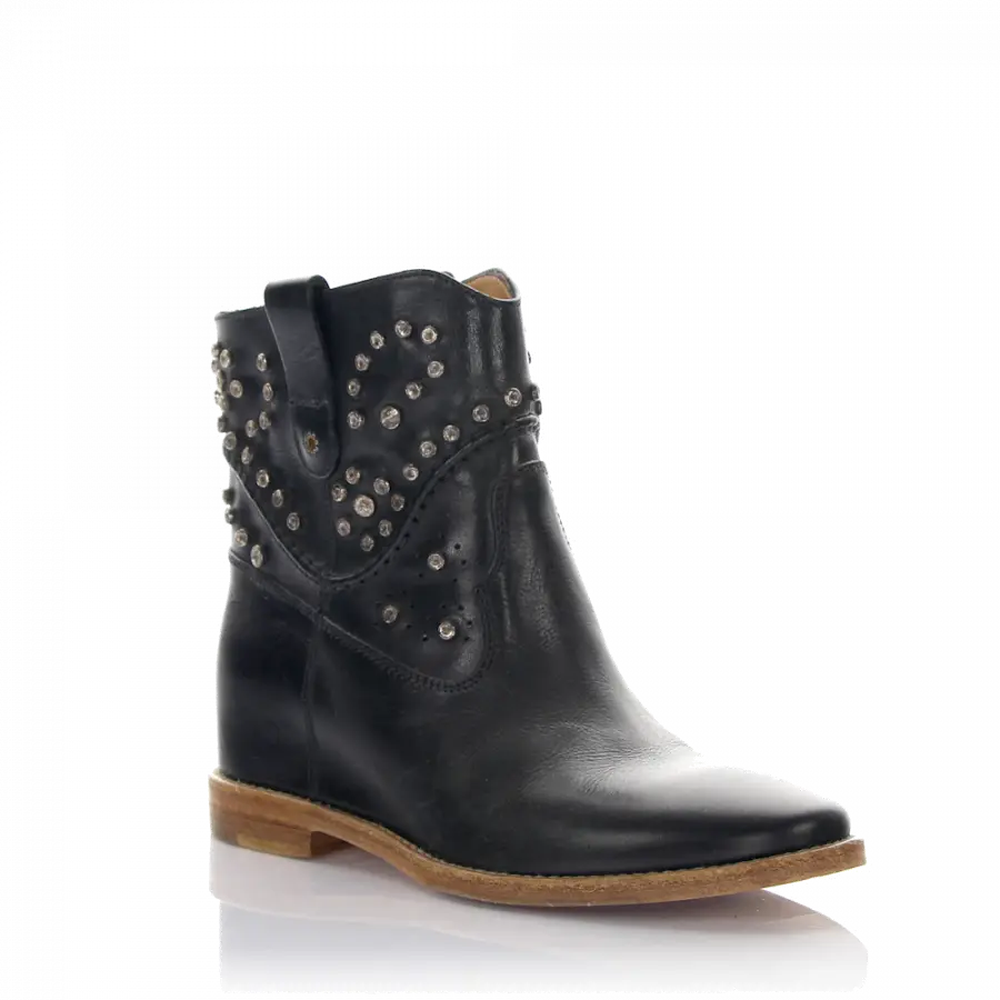 Rossano Bisconti - Stiefeletten Kalbsleder Nieten schwarz - schwarz