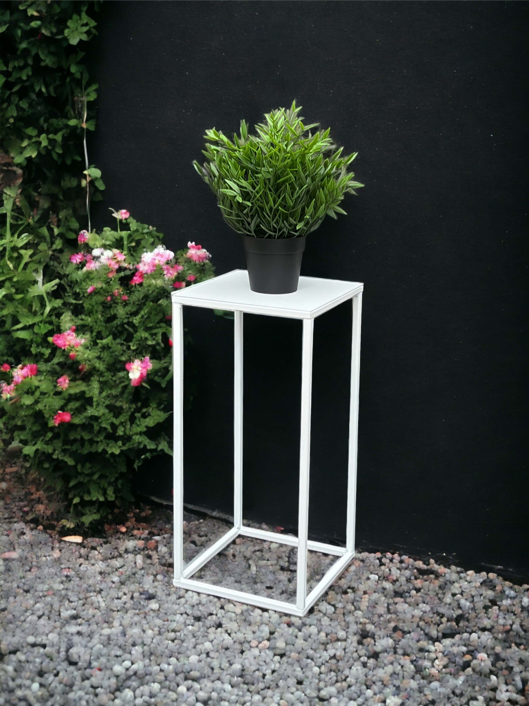 DanDiBo Blumenhocker Blumenhocker Metall Weiß Eckig 96484 Beistelltisch 42,5 - 82,5 cm
