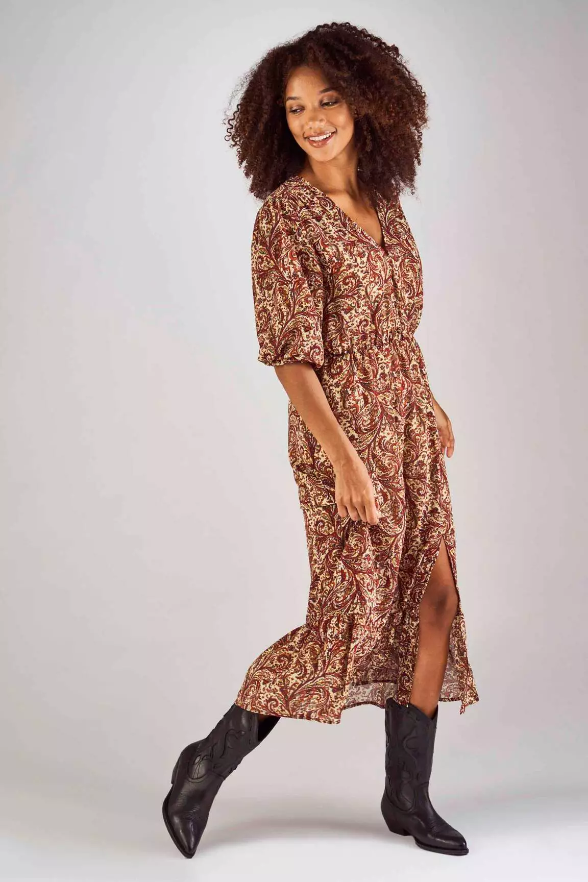 Clouds Of Fashion Robes Mi Longues Femme couleur marron