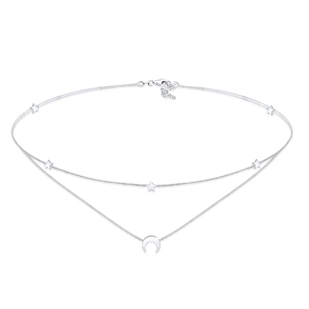 Elli Elli Collier Femmes Choker Couches Astro Demi-Lune Étoiles en Argent Sterling 925 collier