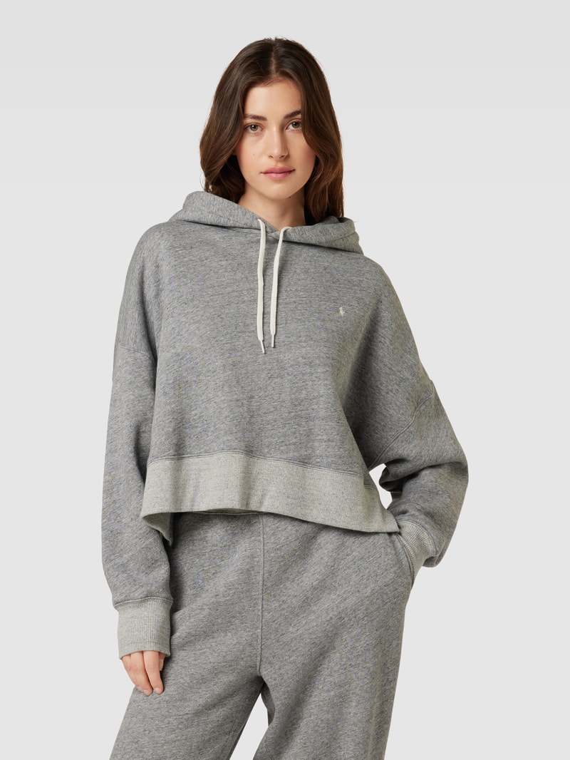 Cropped Hoodie in melierter Optik in mittelgrau