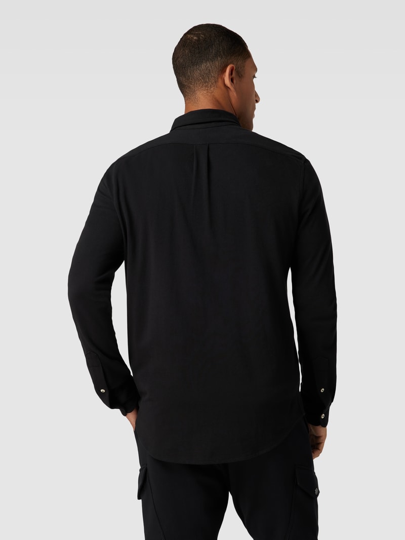 Slim Fit Freizeithemd mit Button-Down-Kragen in schwarz