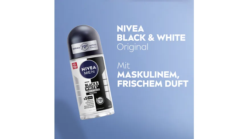 NIVEA MEN Deo Roll-On Black+White Invisible Original Anti-Transpirant 50 ml