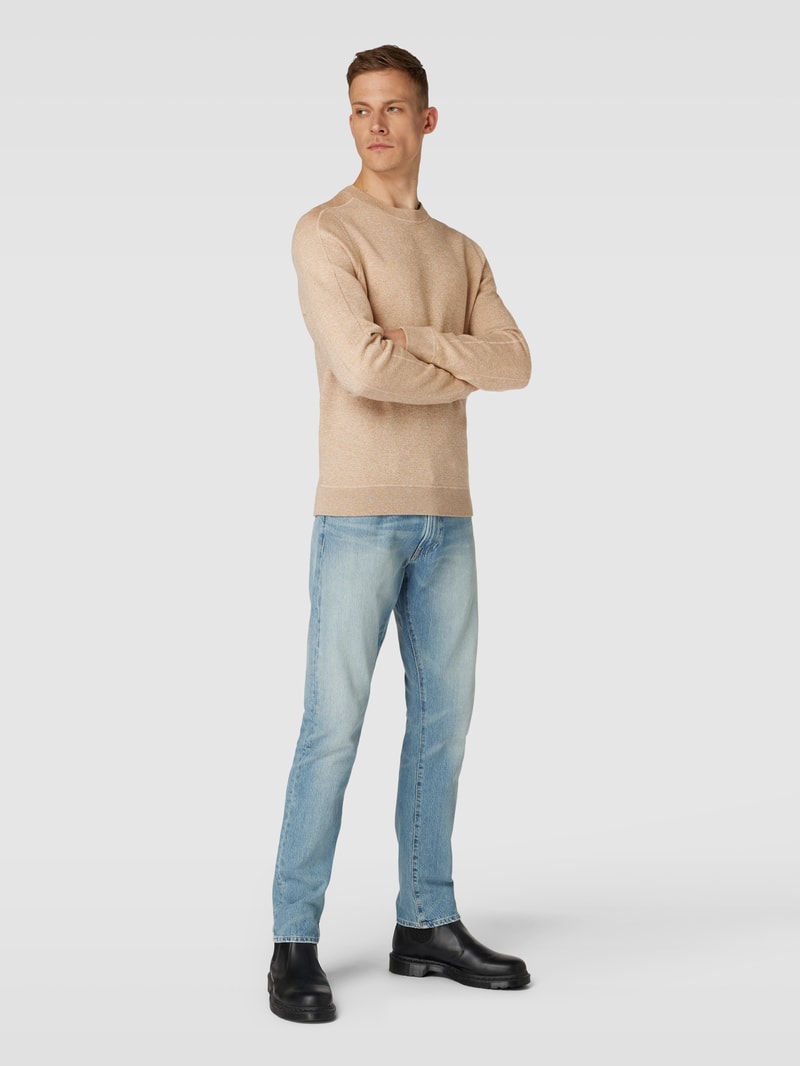 Strickpullover mit Rundhalsausschnitt Modell 'Onore' in beige