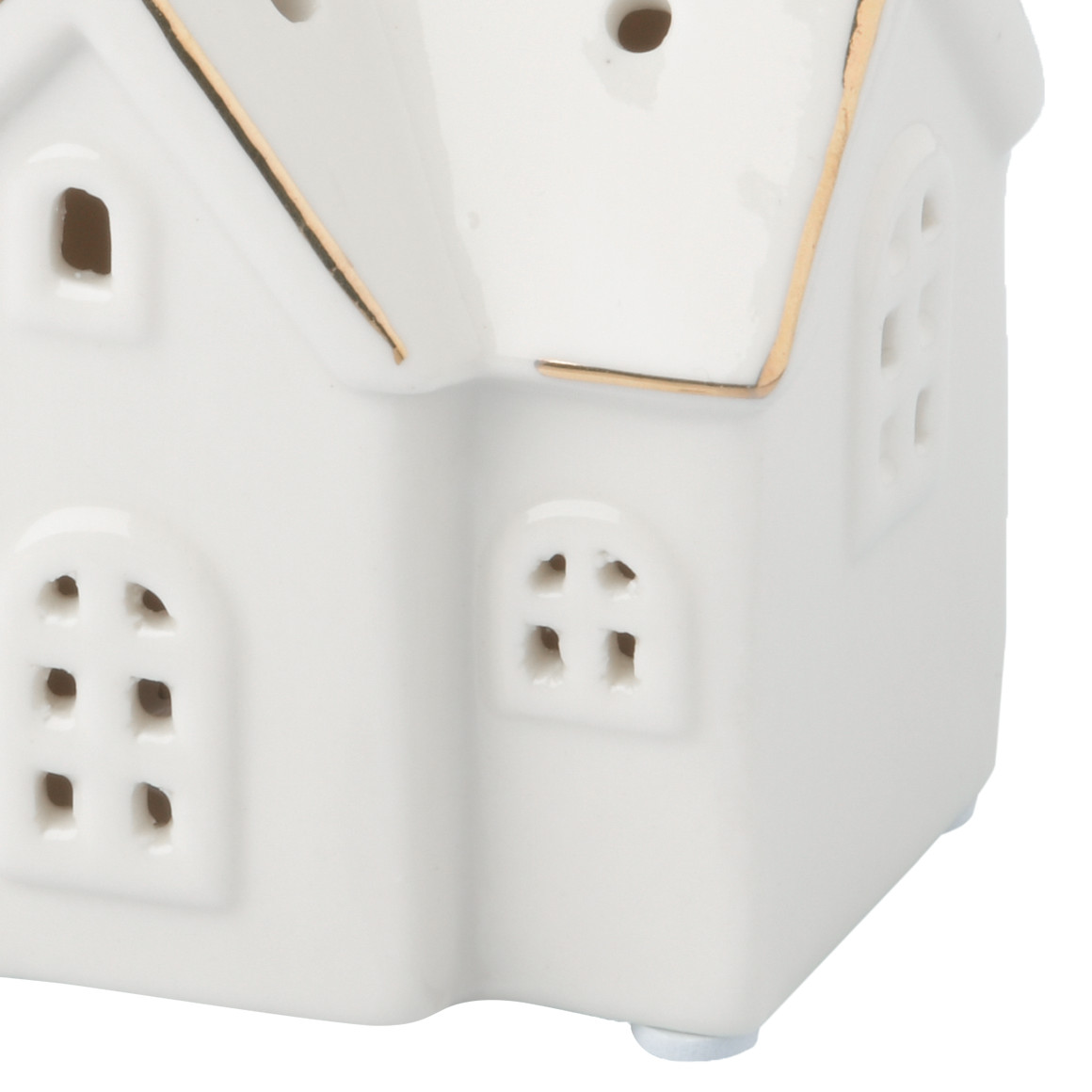 Kleines LED-Deko-Haus aus Keramik weiss